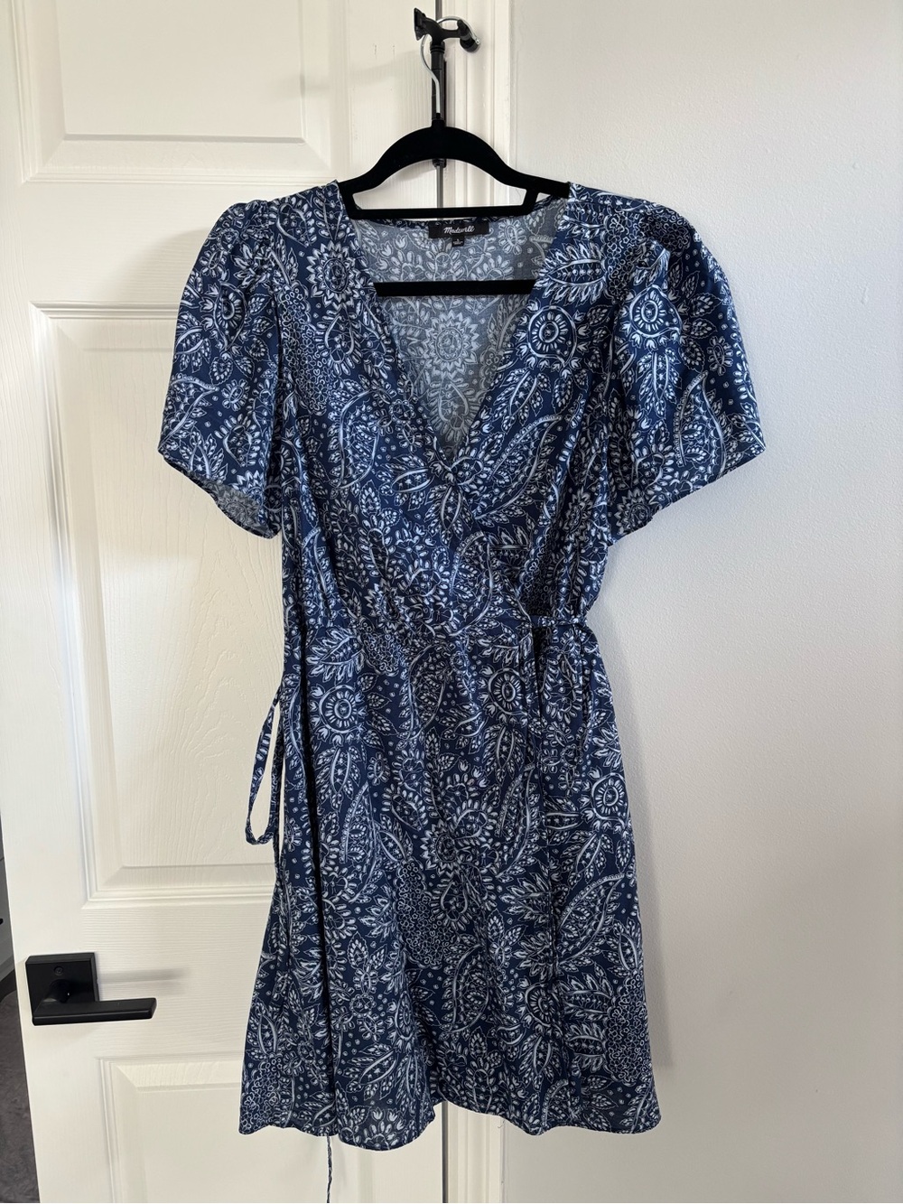 Madewell Navy Paisley Wrap Dress